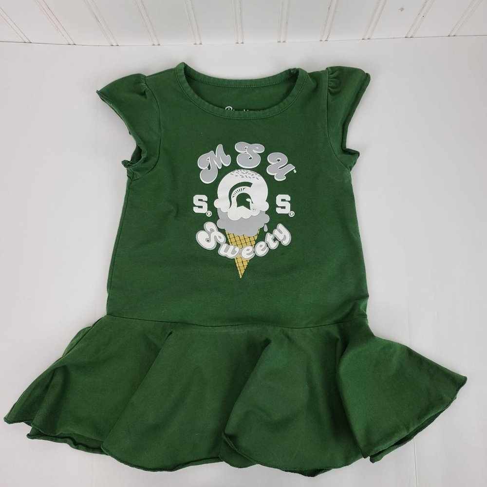 Cheekie Peach MSU Green Cheerleader Dress 3T